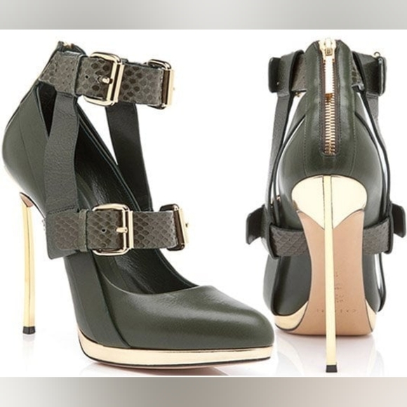 Prabal Gurung Shoes - Casadei for Prabal Gurung Stiletto Heels Size 9 Olive Green